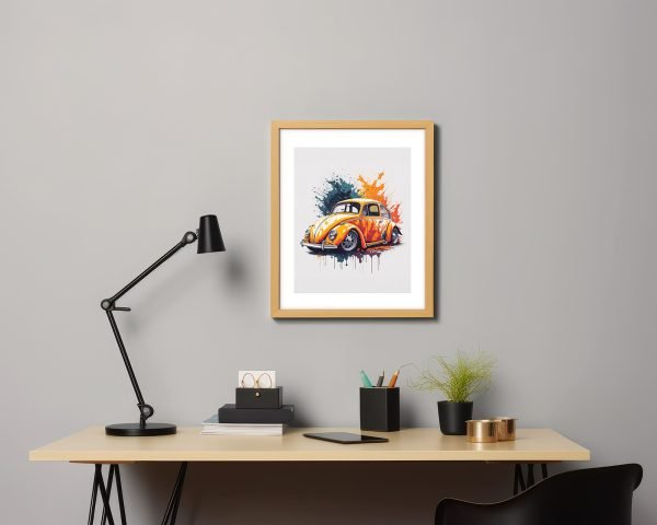 Orange VW Beetle Art Print